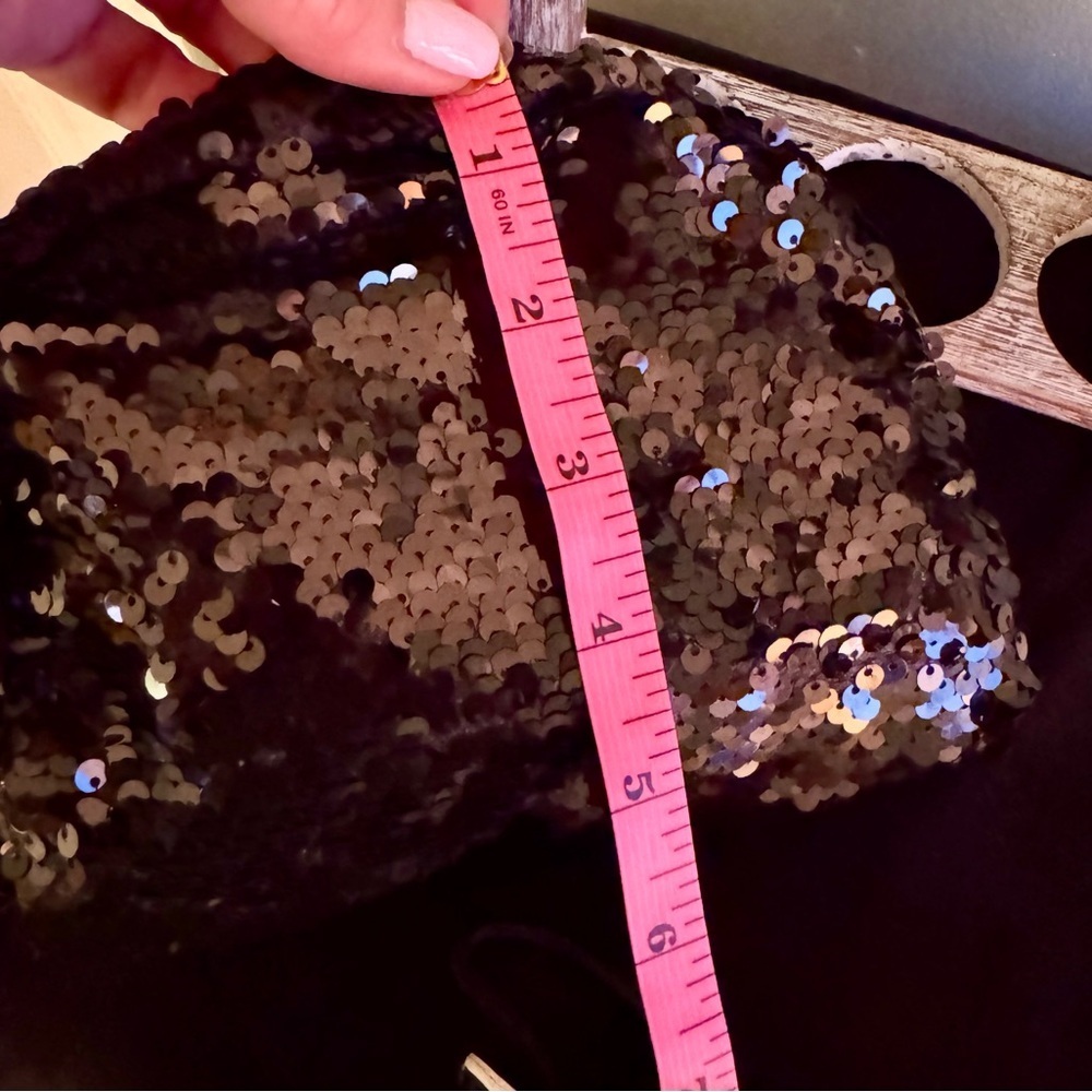 NWT NOBO black sequined bag & genuine leather hair accessories in red & black - Picture 10 of 11